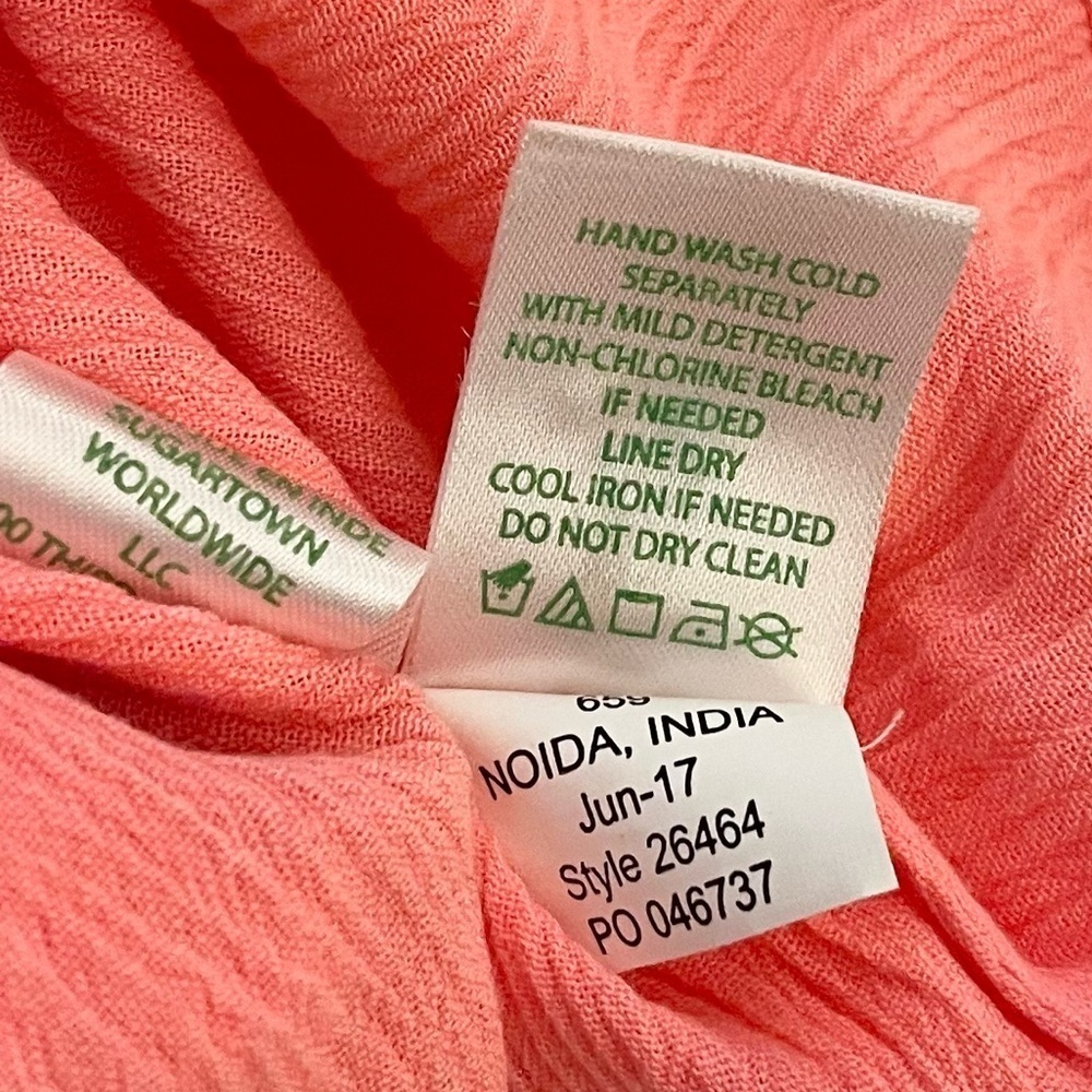 Lilly Pulitzer Off the Shoulder Katya Top Hot Coral Gold Stitching Sz Small - Picture 7 of 9